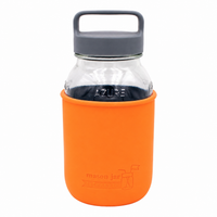 32oz quart glass water bottle tangerine azure jar gray canister lid product on white