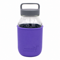 32oz quart glass water bottle ultra violet azure jar gray canister lid product on white
