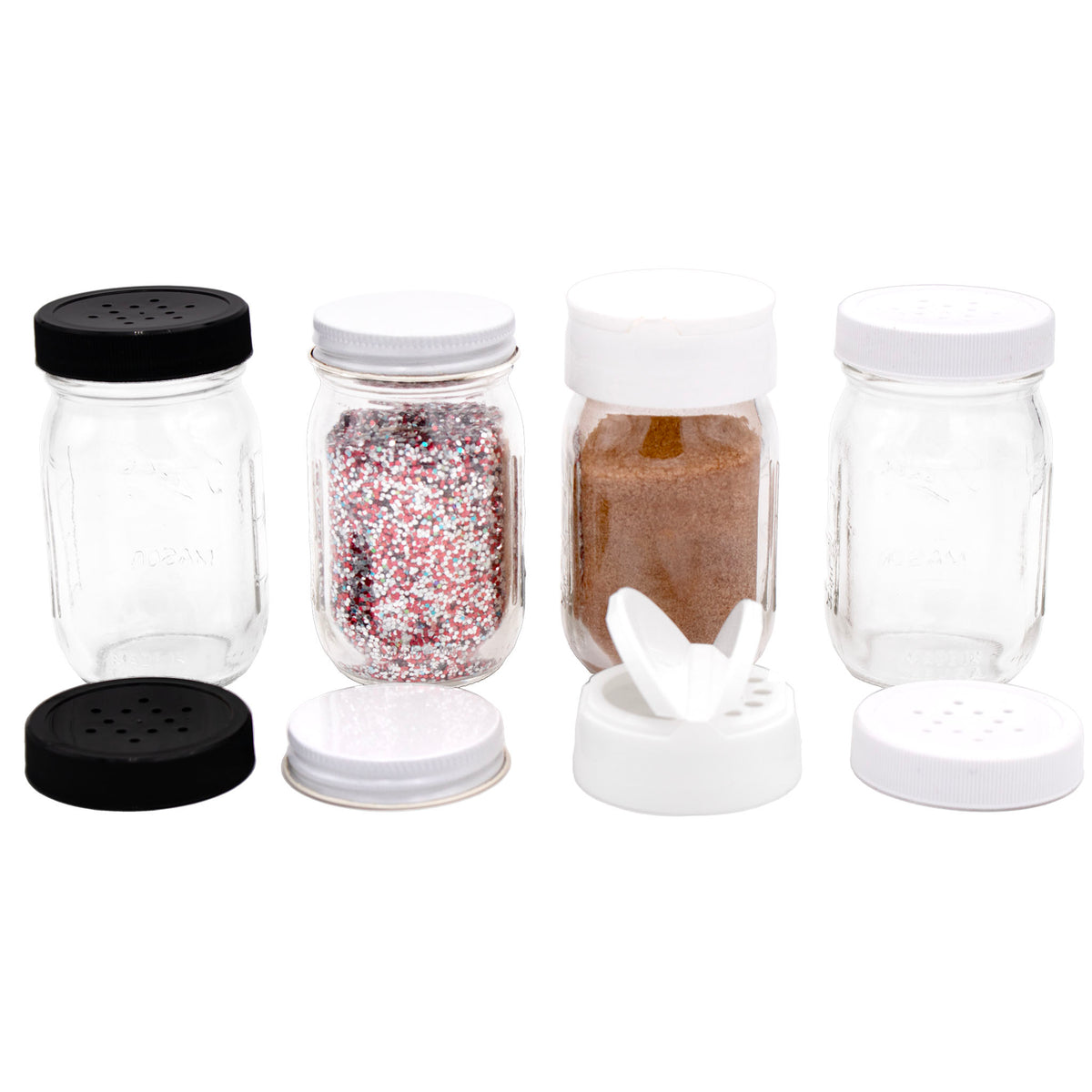 4oz mini jar plastic metal black white spice snap closure storage lid cinnamon kitchen glitter crafts main