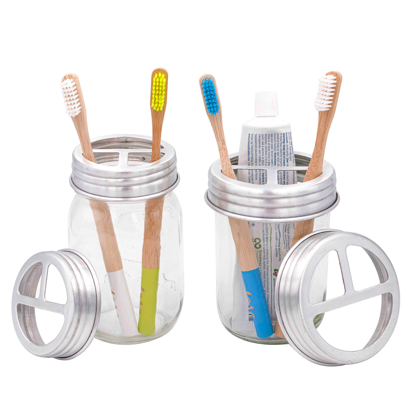 Aluminum Toothbrush / Toothpaste Holder Lid for Mason Jars