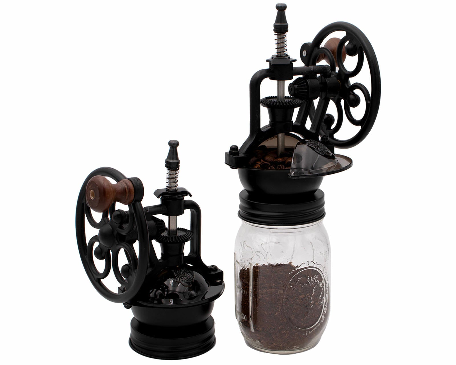 Vintage Antique Style Cast Iron Manual Ceramic Burr Coffee Grinder for Regular Mouth Mason Jars