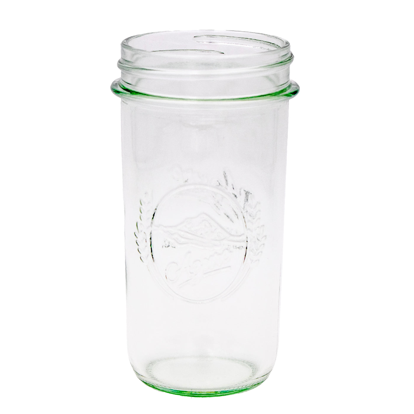 A regular mouth 12oz Azure Mason jar.