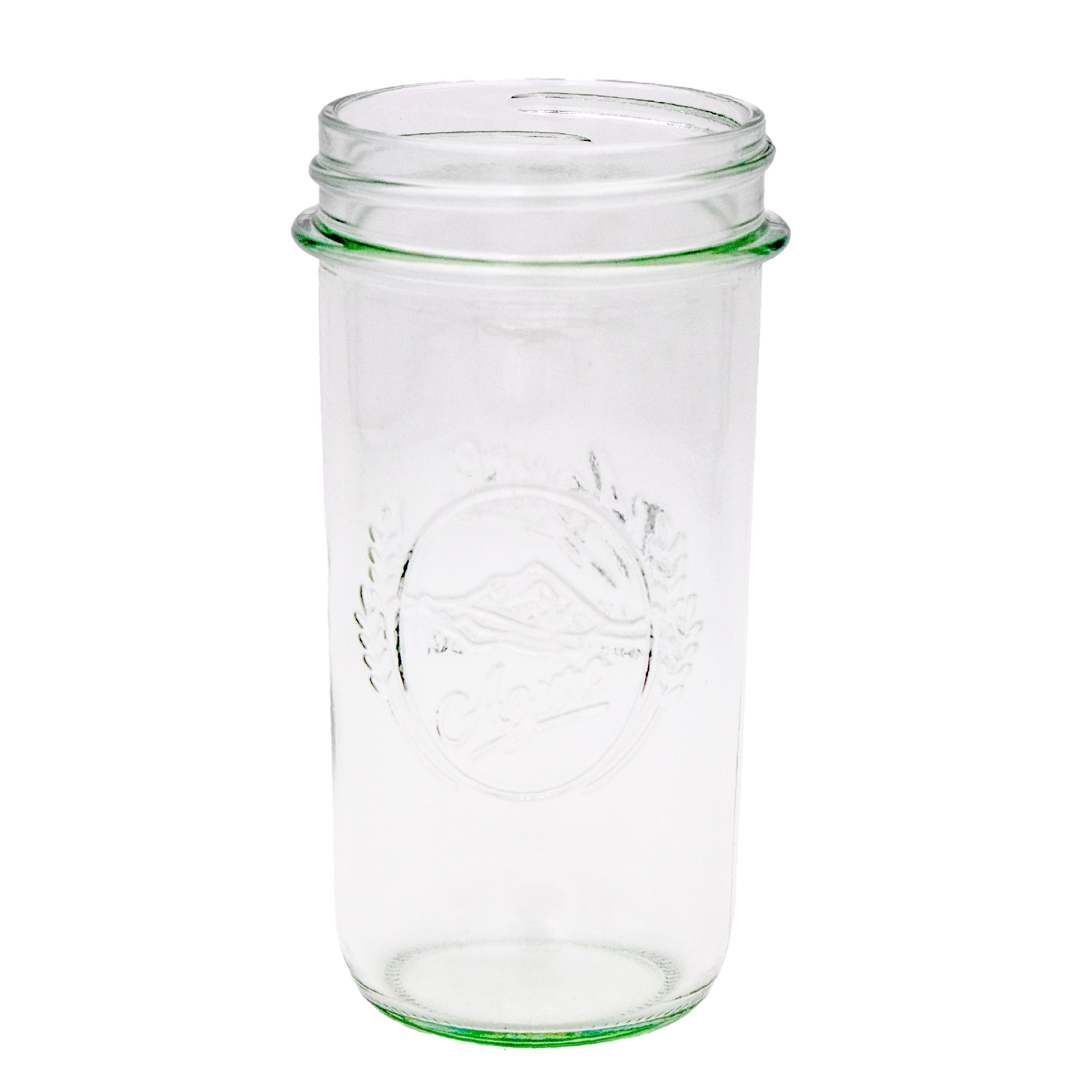 A regular mouth 12oz Azure Mason jar.