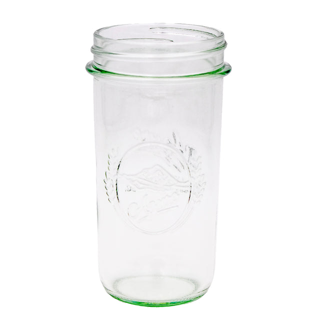 A regular mouth 12oz Azure Mason jar.