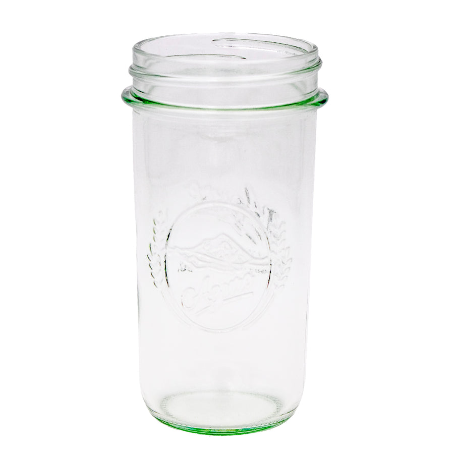 A regular mouth 12oz Azure Mason jar.