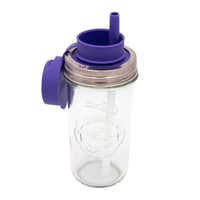 A regular mouth sippy lid on the regular mouth 12oz Mason jar, proving that our regular mouth lids fit this jar as well.