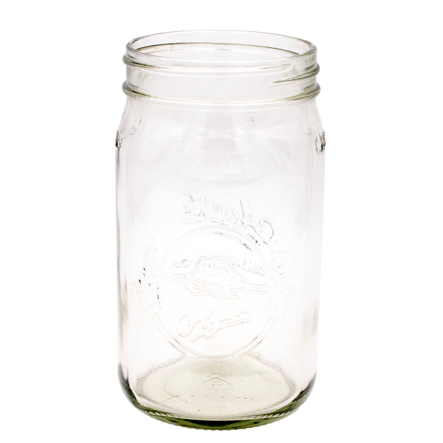 A wide mouth quart Azure Mason jar.