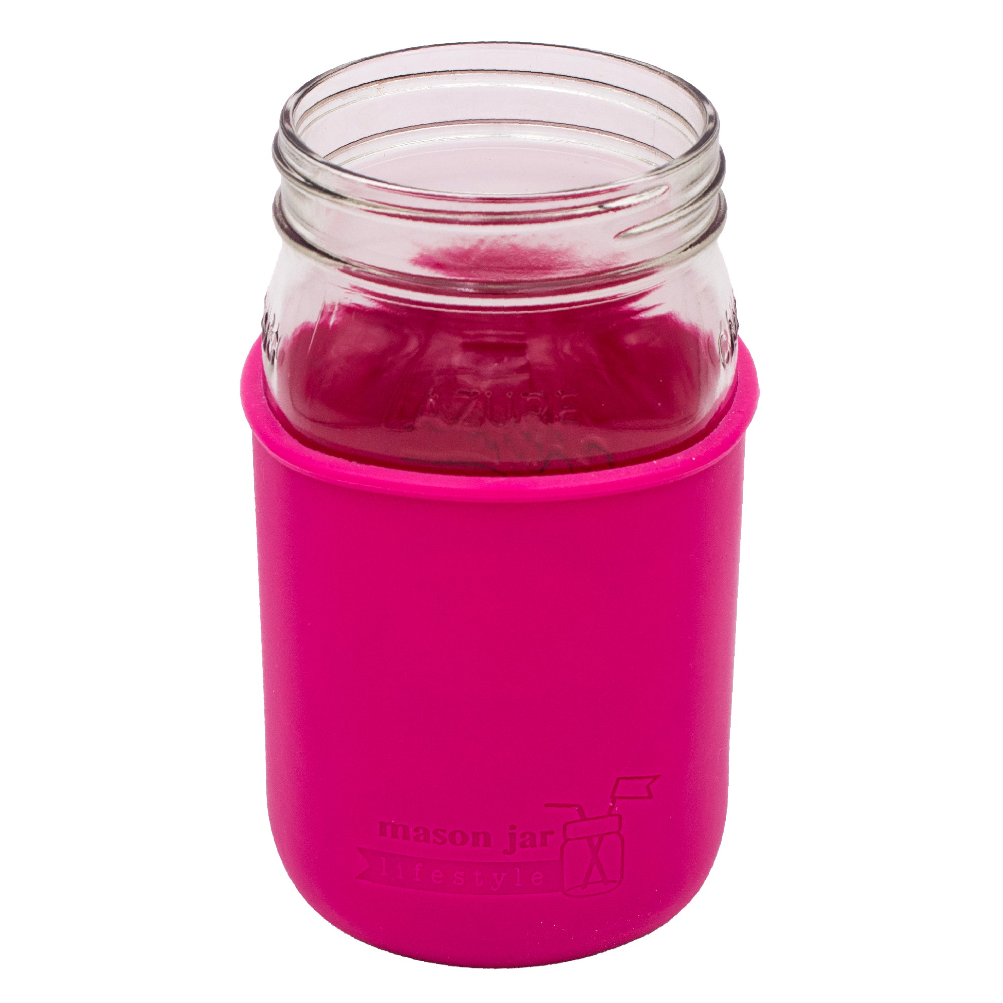 A Mason Jar Lifestyle quart sleeve on an Azure Mason jar.