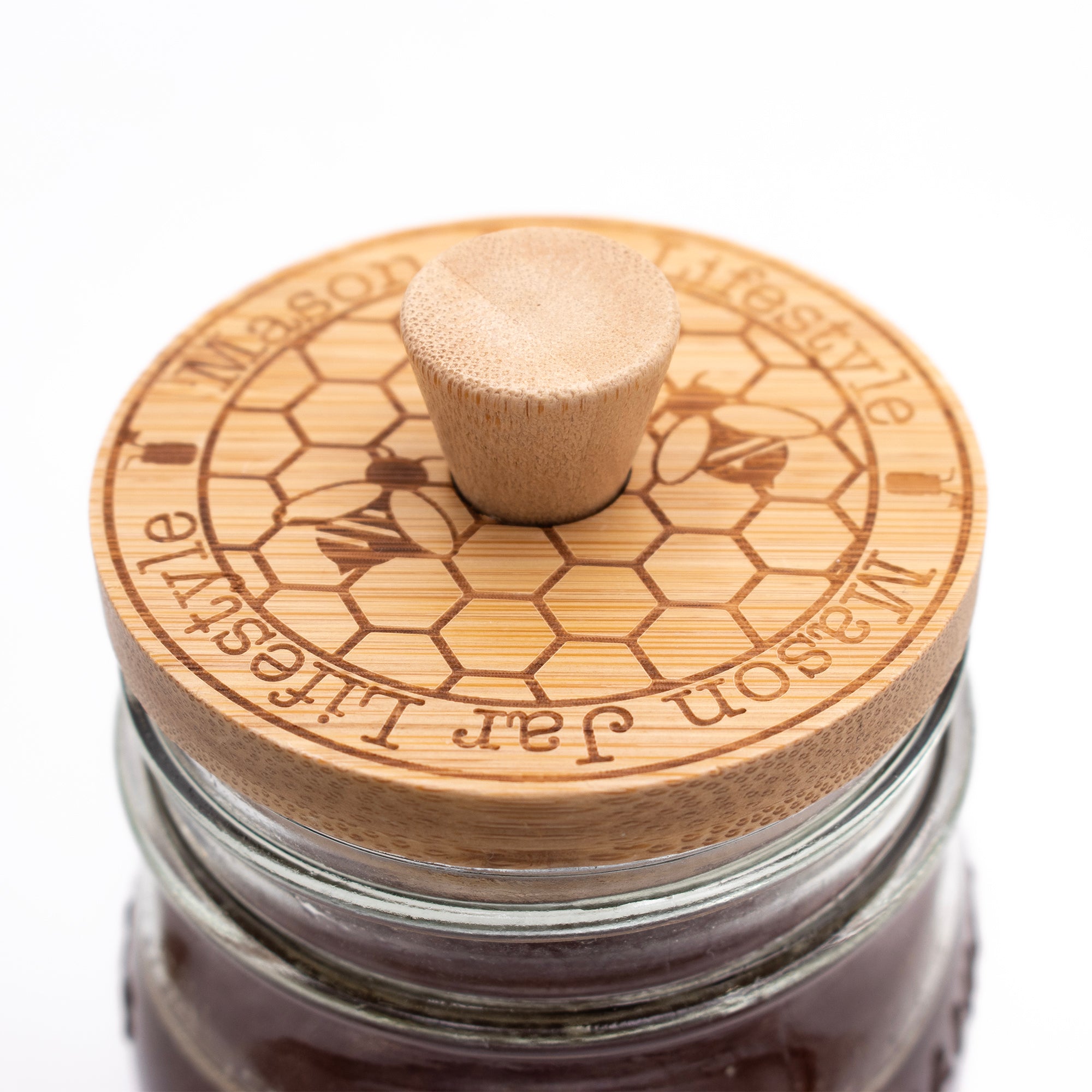 Bamboo Honey Dipper Lid for Mason Jars