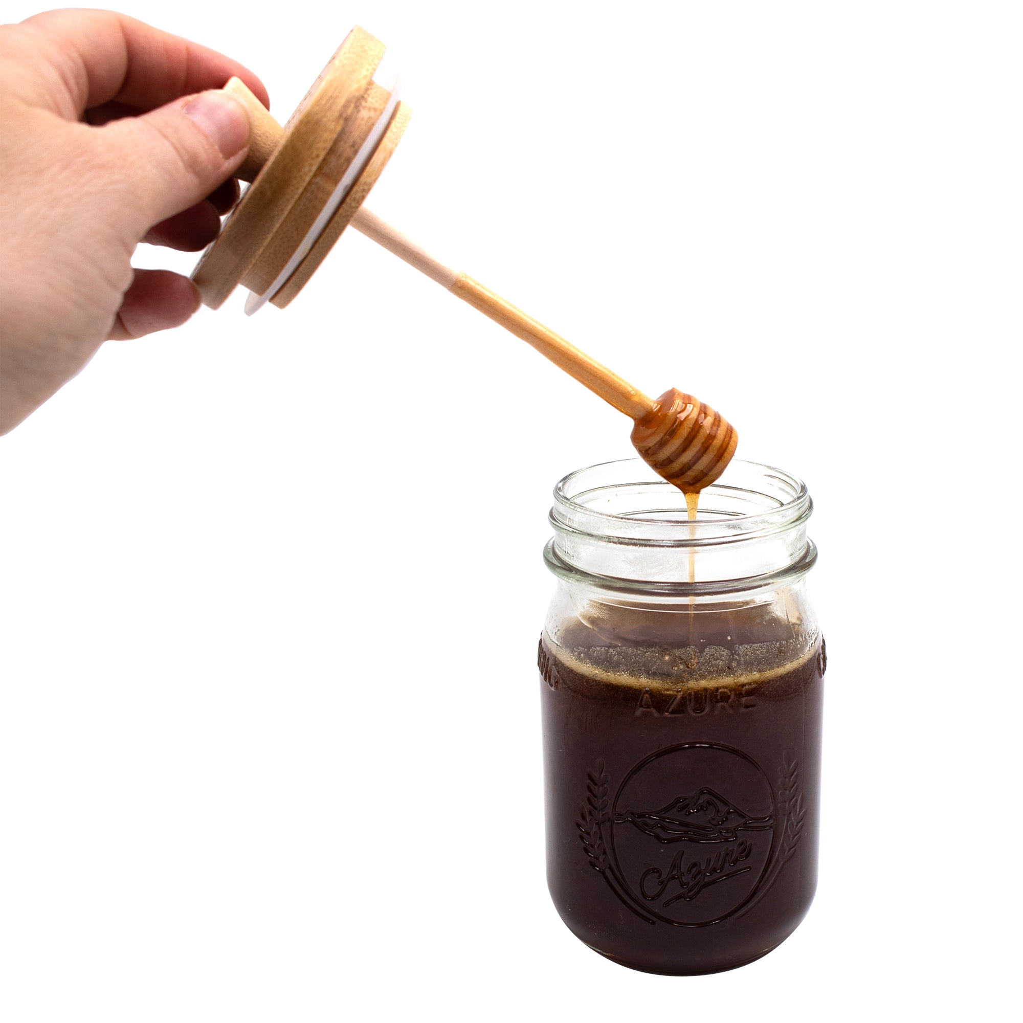 Bamboo Honey Dipper Lid for Mason Jars