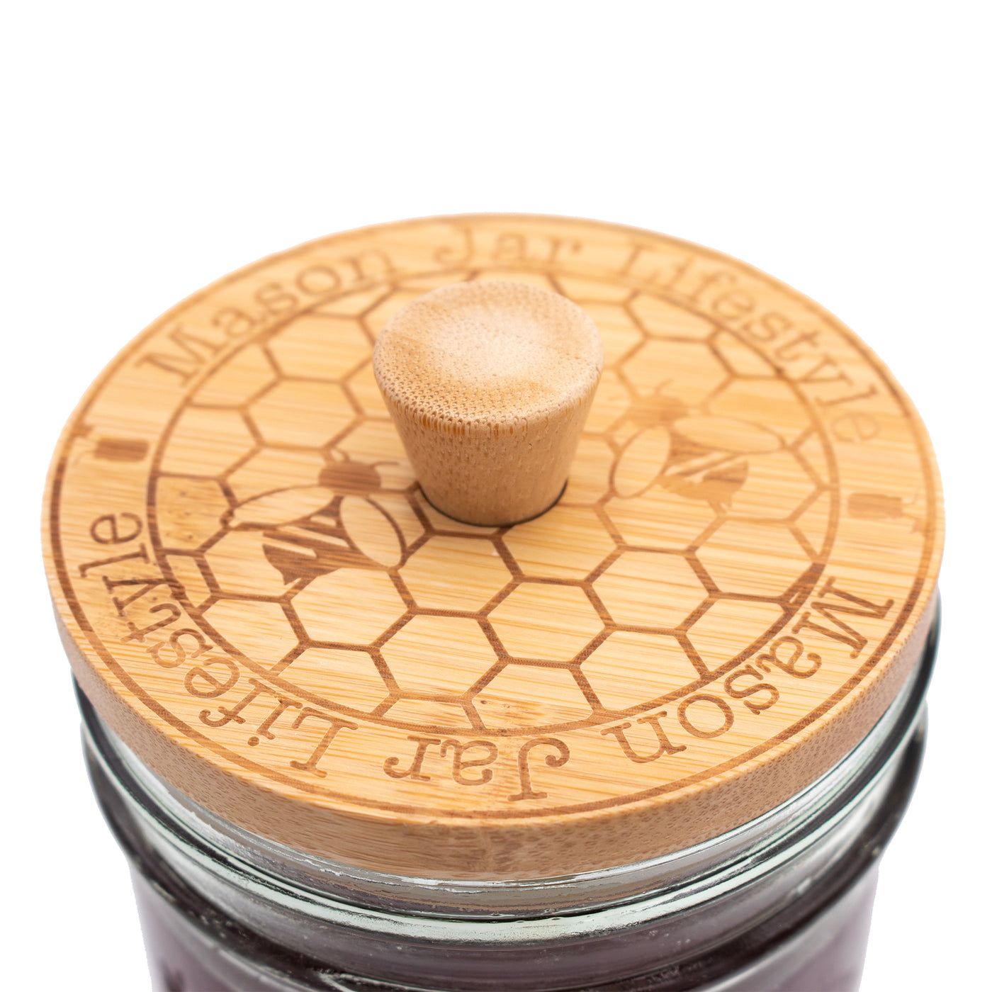 Bamboo Honey Dipper Lid for Mason Jars