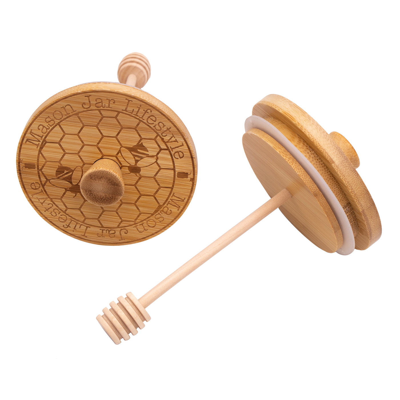 Bamboo Honey Dipper Lid for Mason Jars