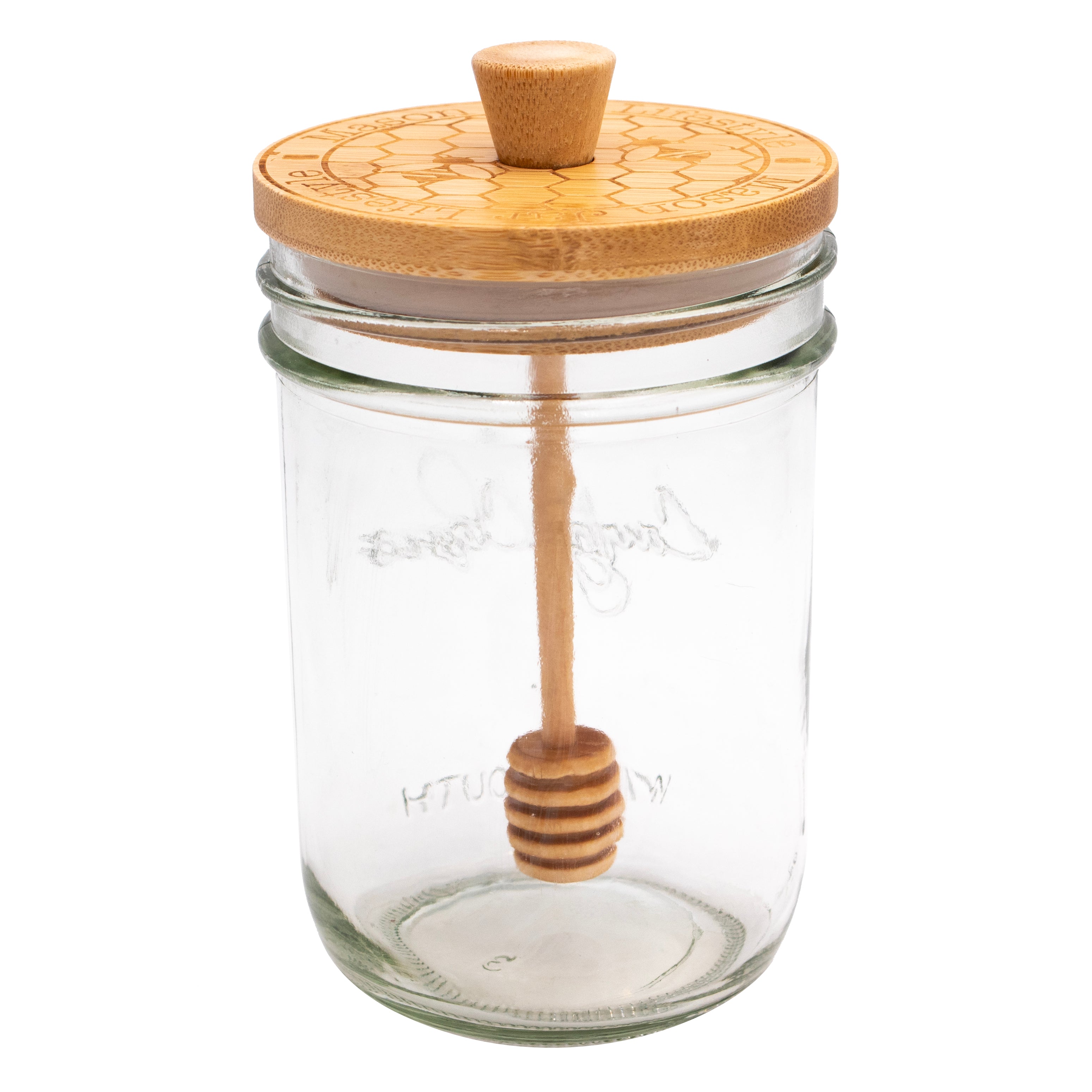 Bamboo Honey Dipper Lid for Mason Jars