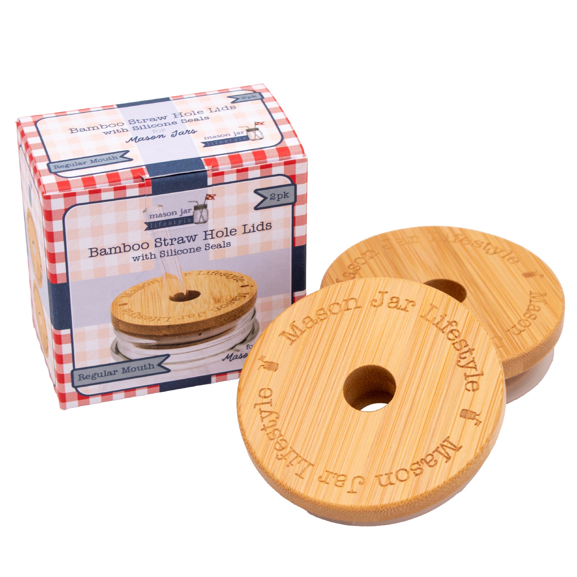 2 pack retail packaging for regular mouth bamboo straw hole lid.
