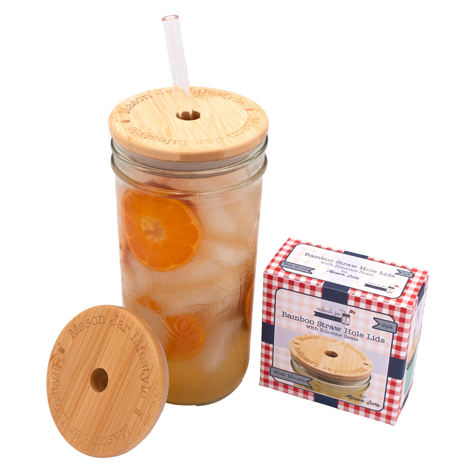 Bamboo Straw Hole Tumbler Lid 2 Pack