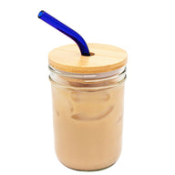 mason-jar-lifestyle-bamboo-straw-hole-tumbler-lids-wide-mouth-medium-bent-blue-glass-straw-iced-milk-tea-coffee