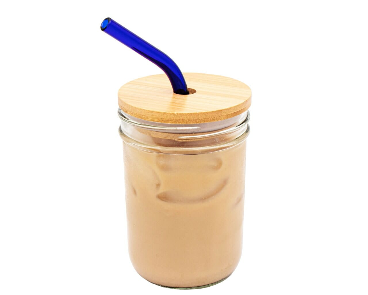mason-jar-lifestyle-bamboo-straw-hole-tumbler-lids-wide-mouth-medium-bent-blue-glass-straw-iced-milk-tea-coffee