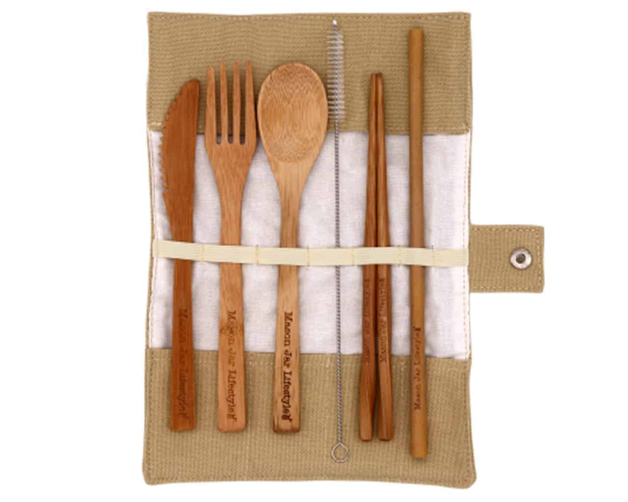 Bamboo Utensils Reusable Cutlery Travel Set Eco-friendly Wooden