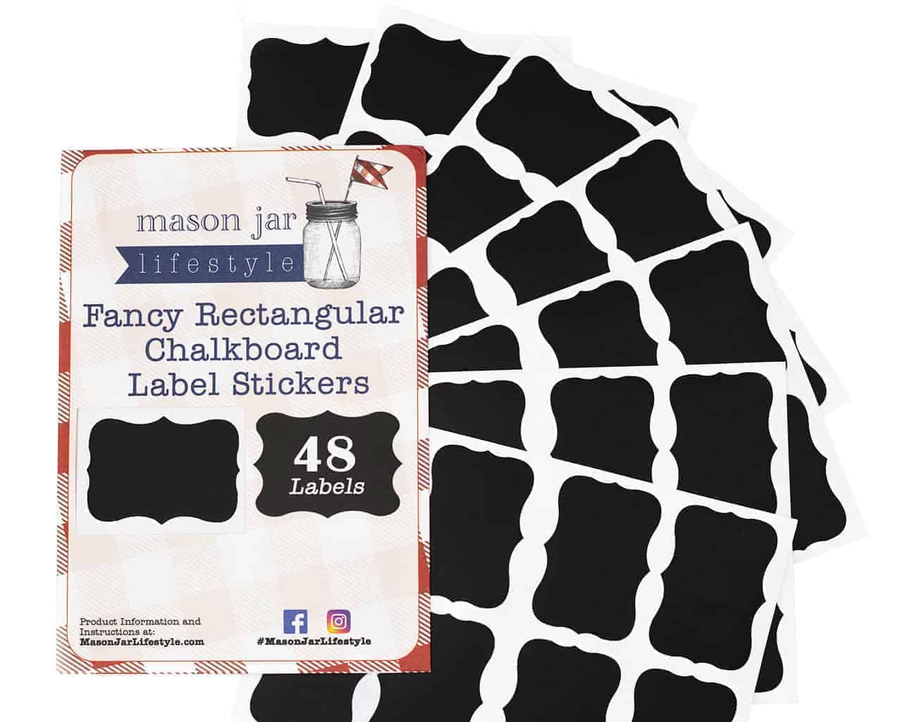 Vinyl Chalkboard Labels Stickers 48 Pack Fancy Rectangle