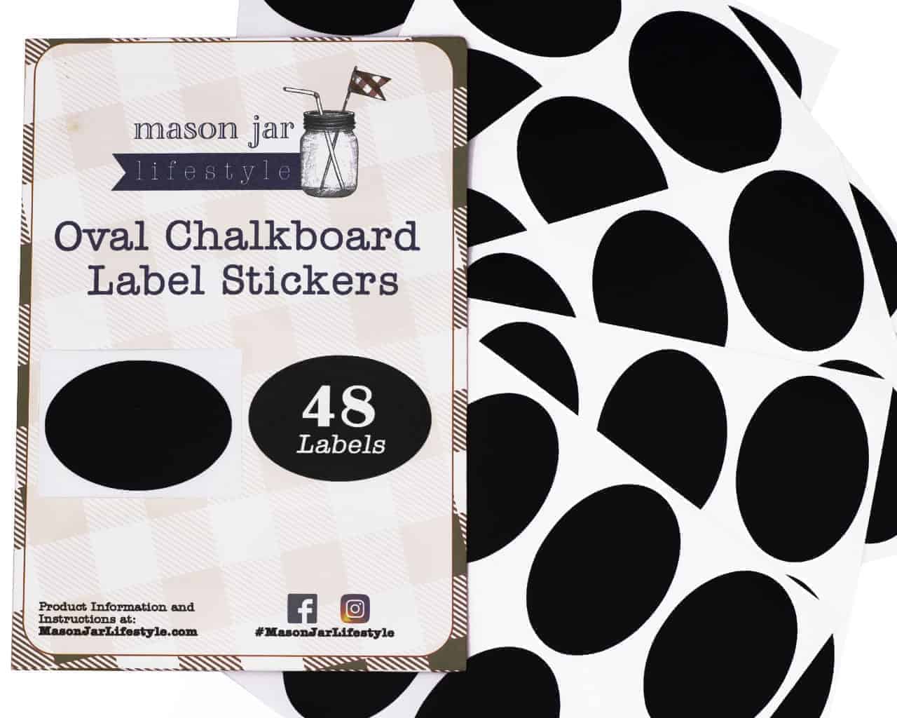 Vinyl Chalkboard Labels Stickers 48 Pack Oval