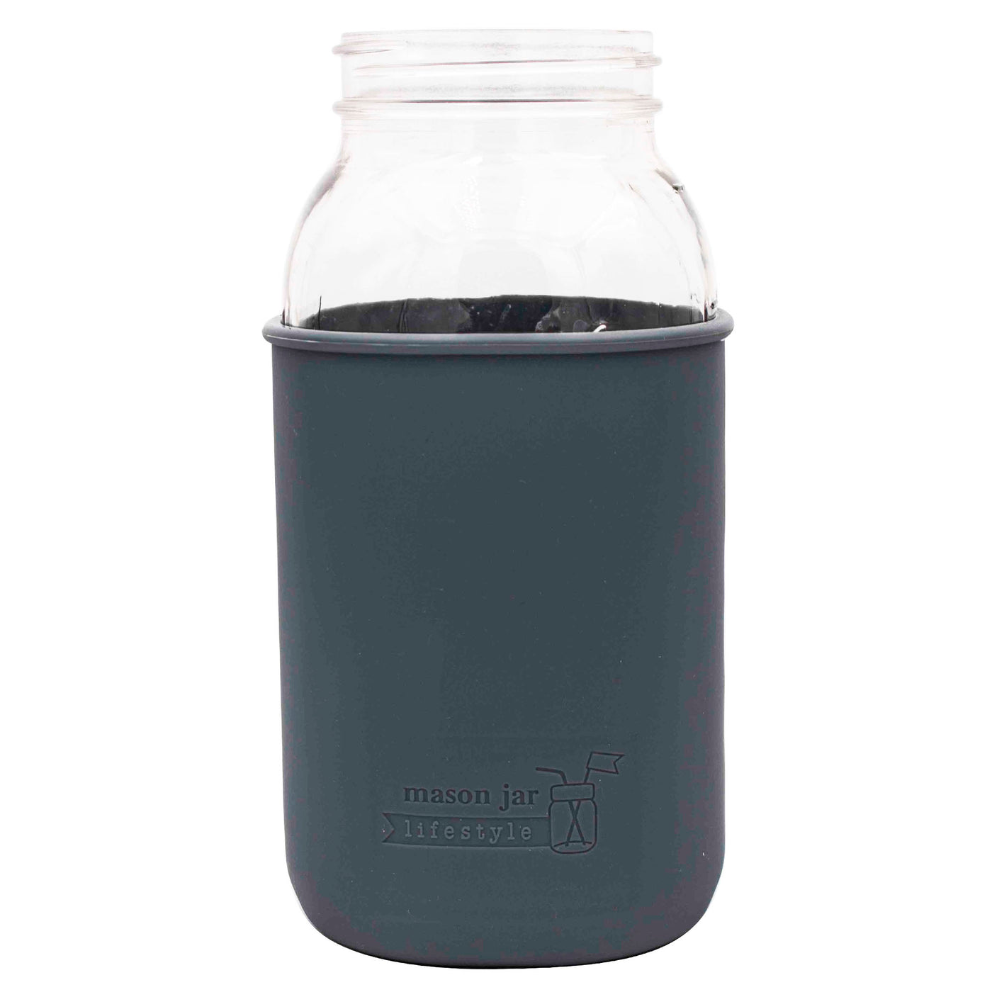 Silicone Sleeve for Half Gallon 64oz Mason Jars Charcoal Gray