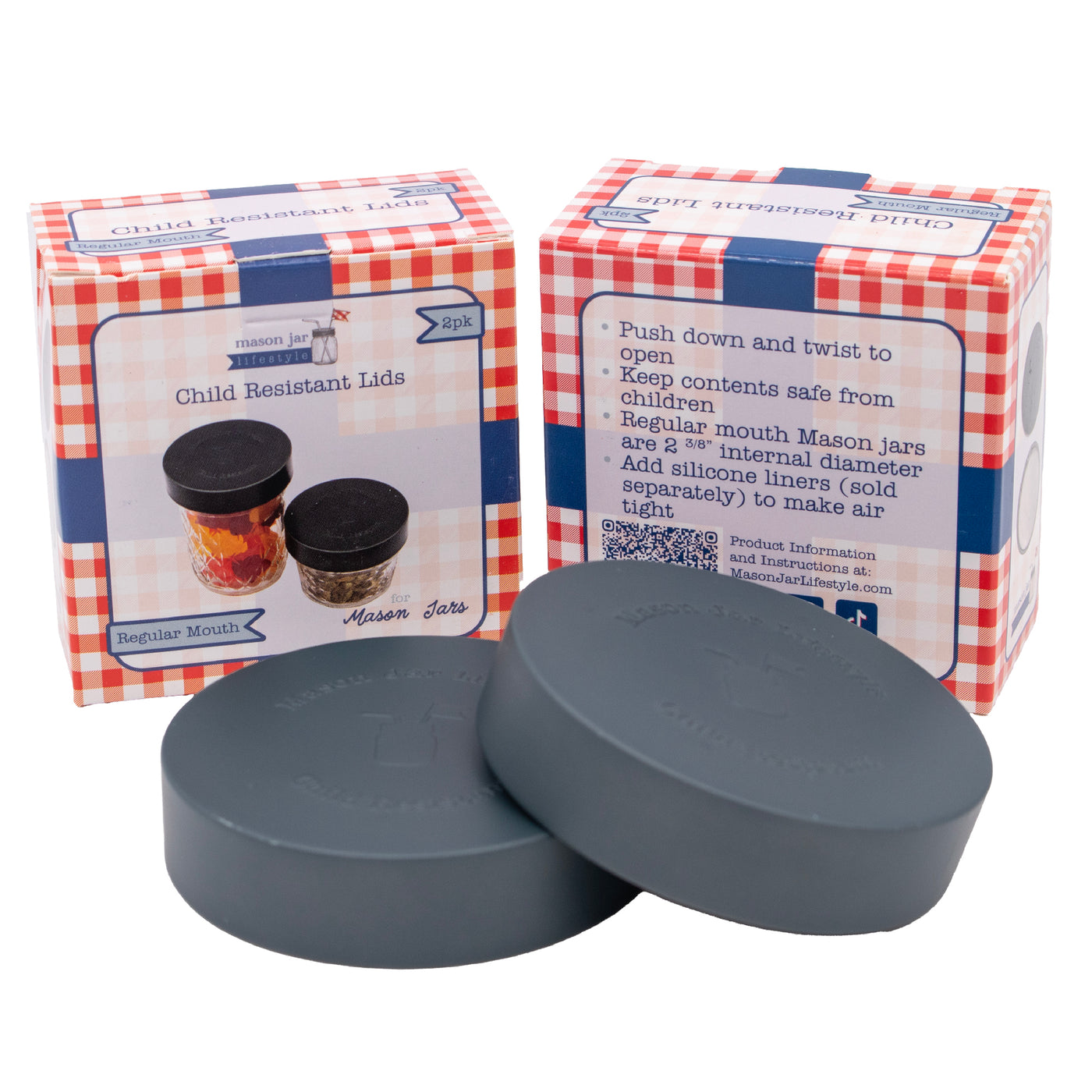 Child Resistant Lids for Regular Mouth Mason Jars 2 Pack