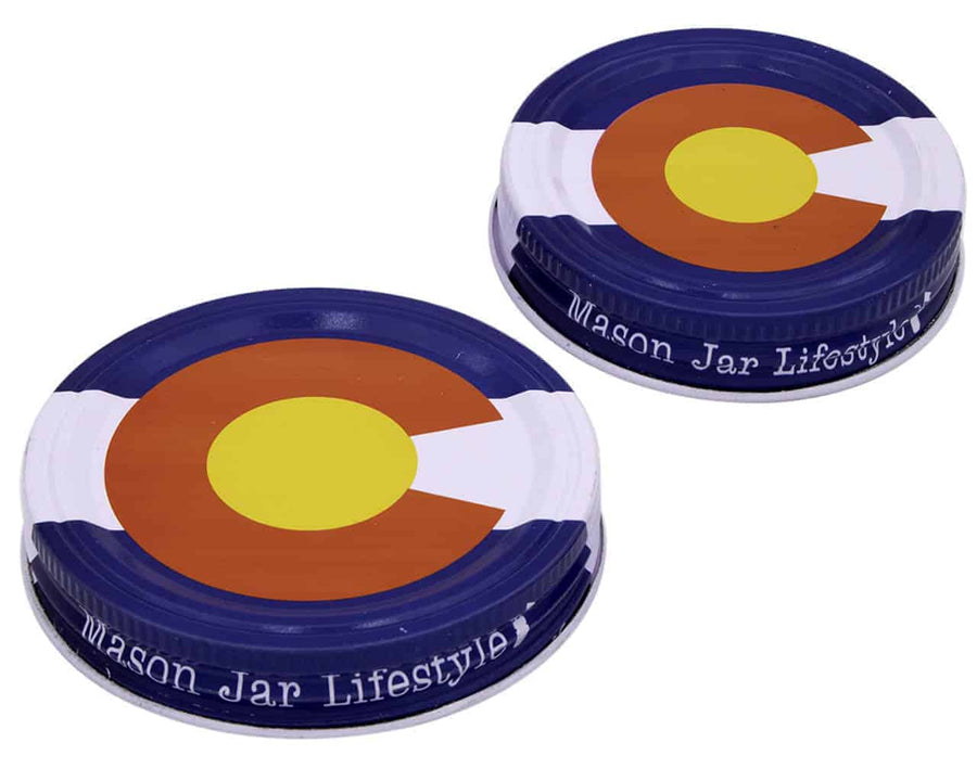 Mason Jar Lifestyle Colorado state flag storage lids for regular and wide mouth Mason jars