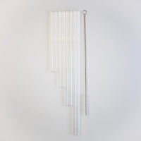The 8 pack combo of 2 short, 2 medium, 2 long, 2 extra long straws, and a straw cleaner, on a green background.