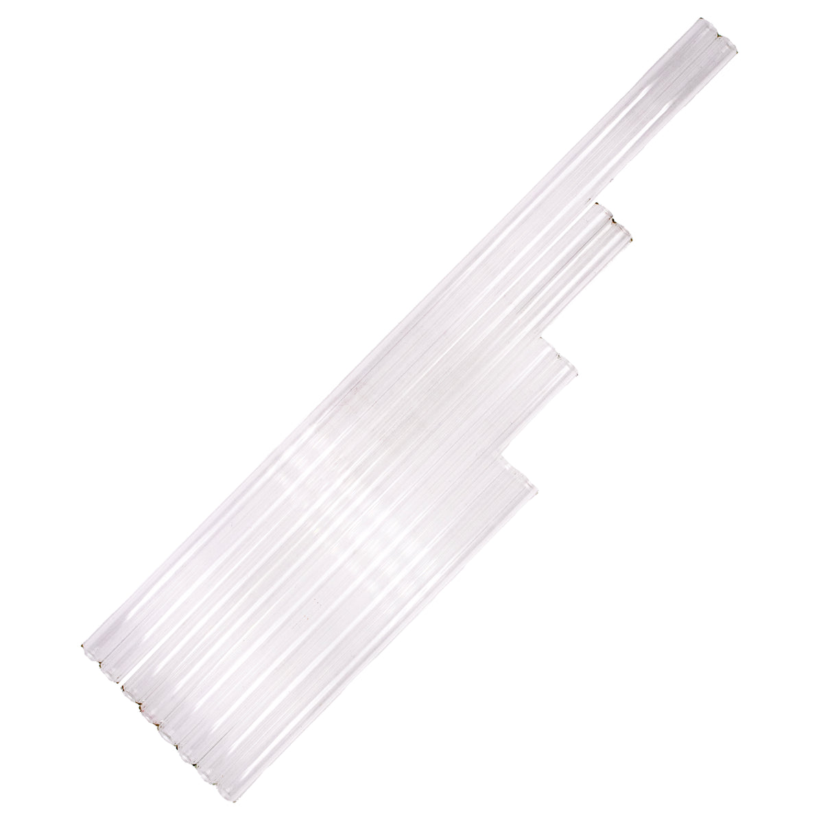 Combo 8pk glass straw extra long medium short sturdy reusable durable product on white