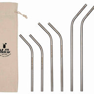 Mason Jar Lifestyle Combination pack thin bent stainless steel metal straws for Mason jars and other cups and glasses