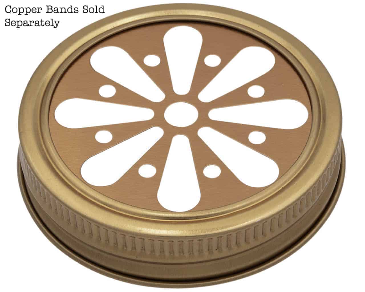 Mason Jar Lifestyle Copper daisy cutout lid and band for regular mouth Mason jars