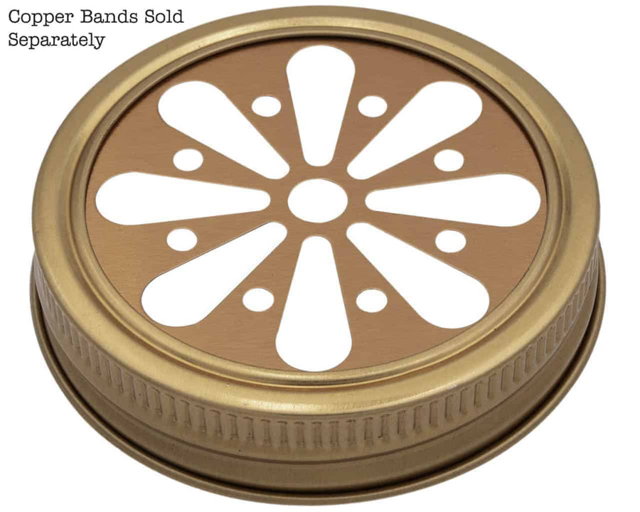 Mason Jar Lifestyle Copper daisy cutout lid and band for regular mouth Mason jars