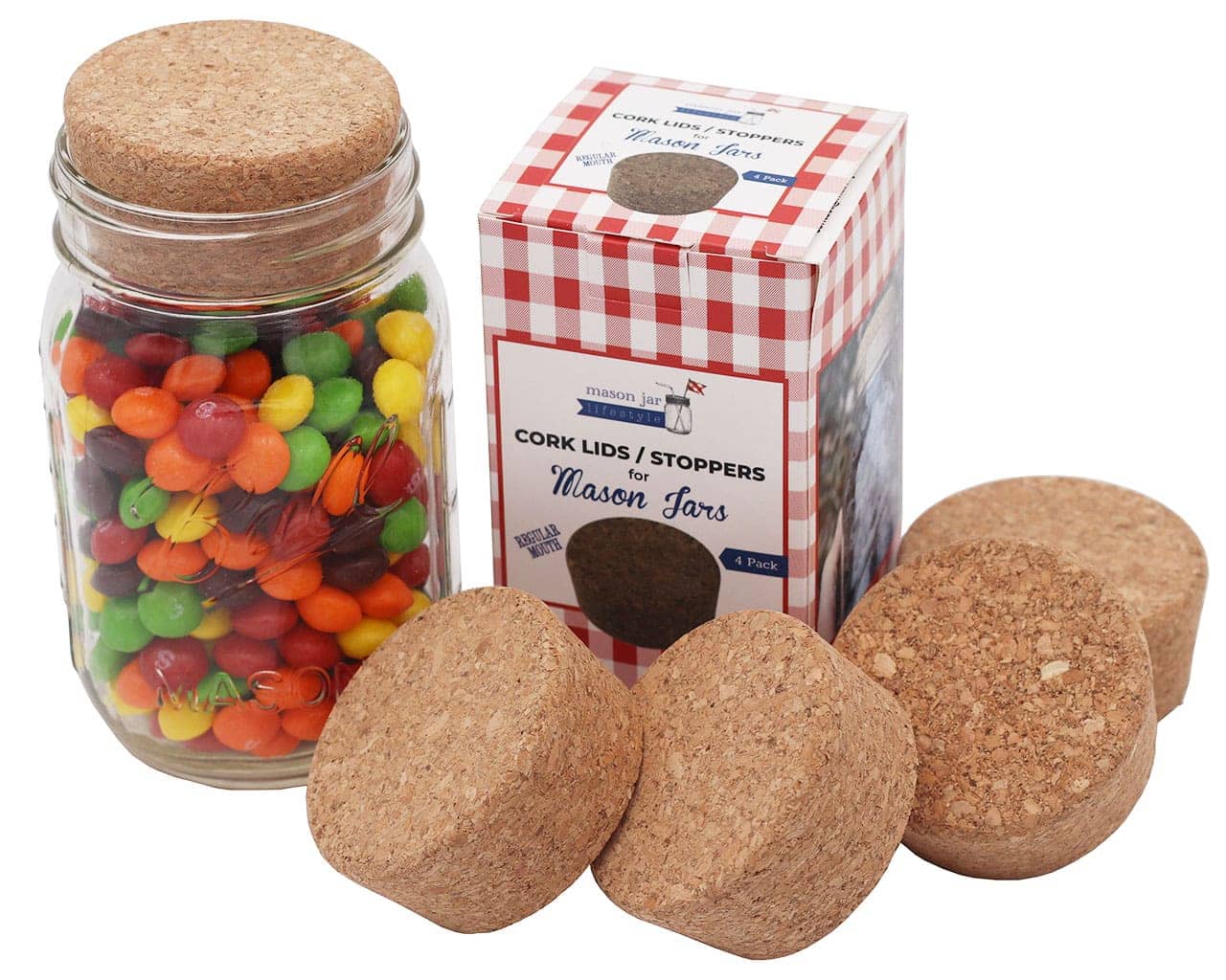 Regular Mouth Cork Stopper Storage Lid for Mason Jars