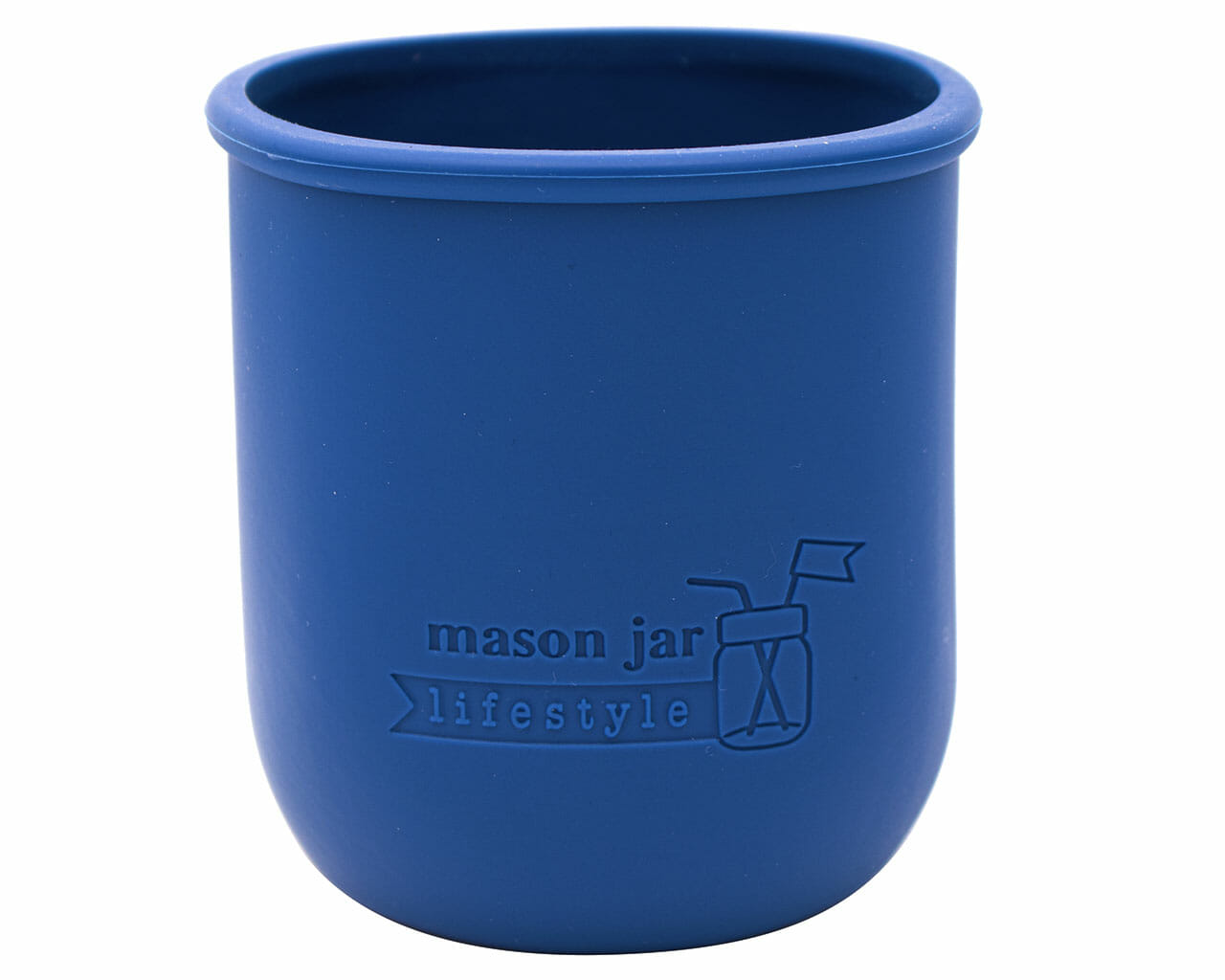 deep blue silicone sleeve koozie for 16oz regular mouth mason jars
