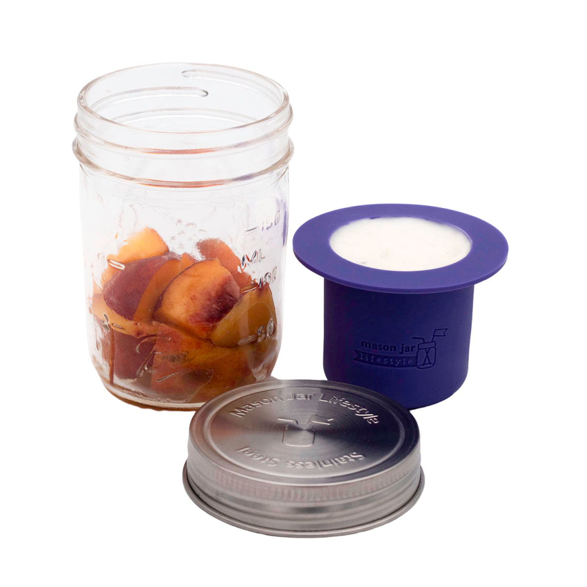 Divider cup silicone snack sauce dip lunch meal prep kids lunchbox regular mouth ultra violet product on white