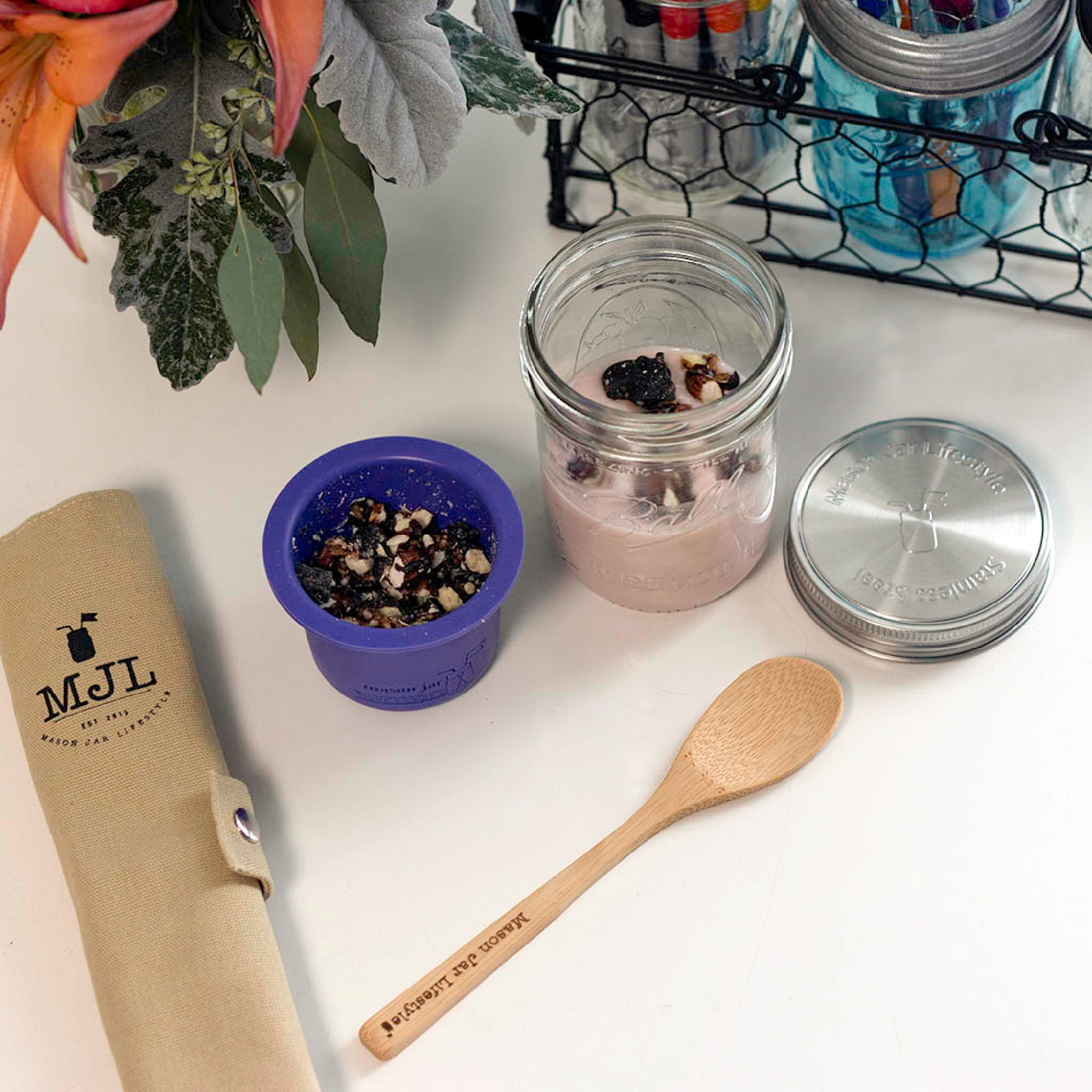 Mason Jar Divider Cup for Salads, Dips, and Snacks
