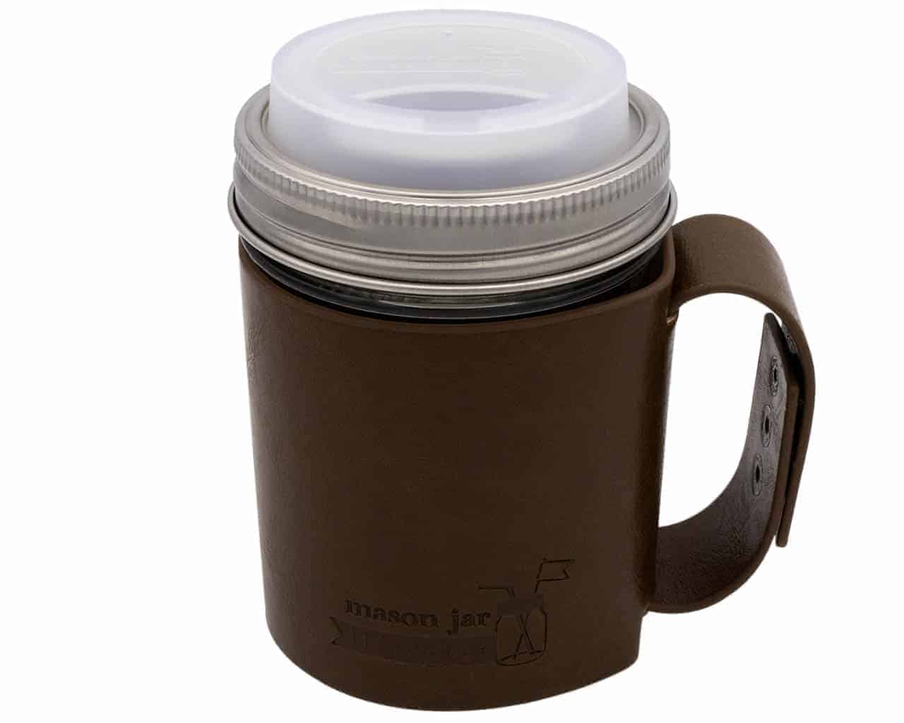 Mason Jar Lifestyle Faux Leather Travel Mug Set