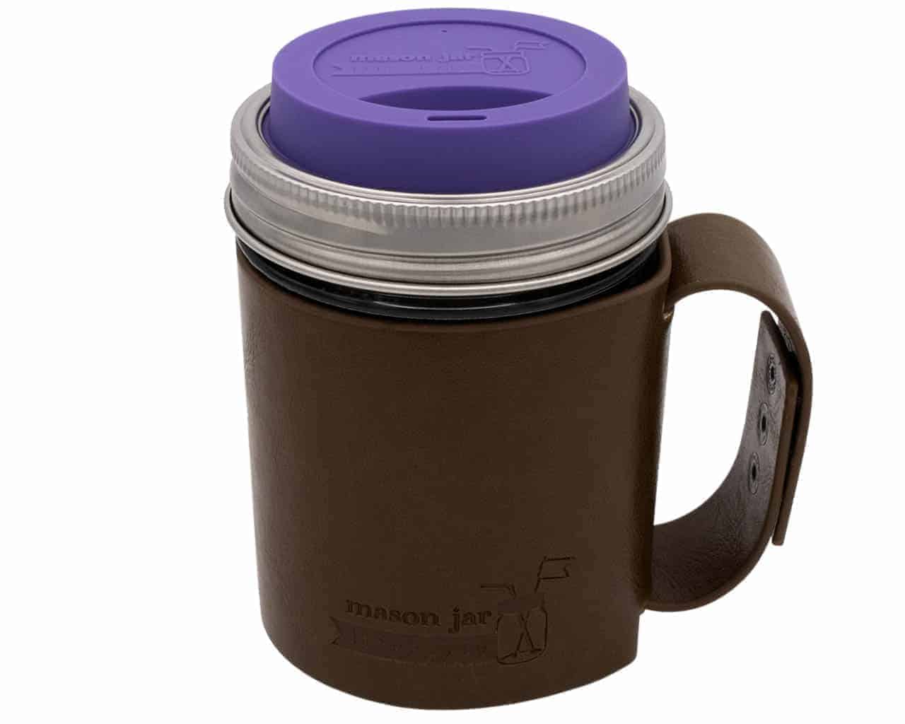 mason-jar-lifestyle-faux-leather-holder-travel-mug-handle-wide-mouth-ultra-violet-silicone-drinking-lid-pint-16oz-ball-mason-jar