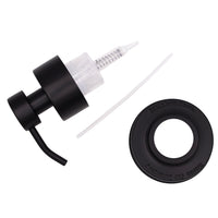 The pieces of a standard regular mouth soap kit laid out: pump, lid, and straw.