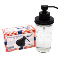 Foaming soap pump stainless steel matte black wide mouth kitchen bathroom packaging box product on white