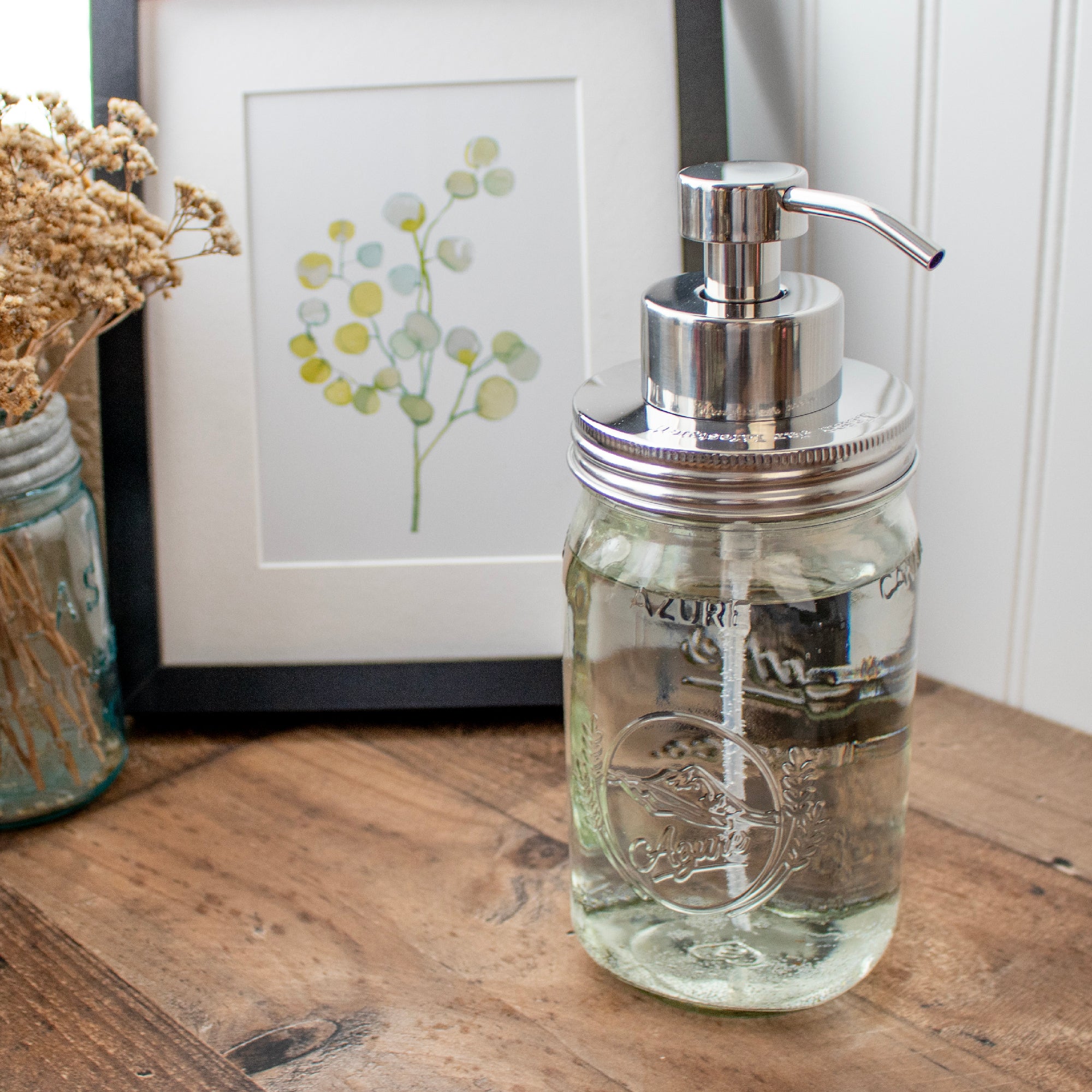 Foaming soap pump stainless steel mirror regular mouth kitchen bathroom staged