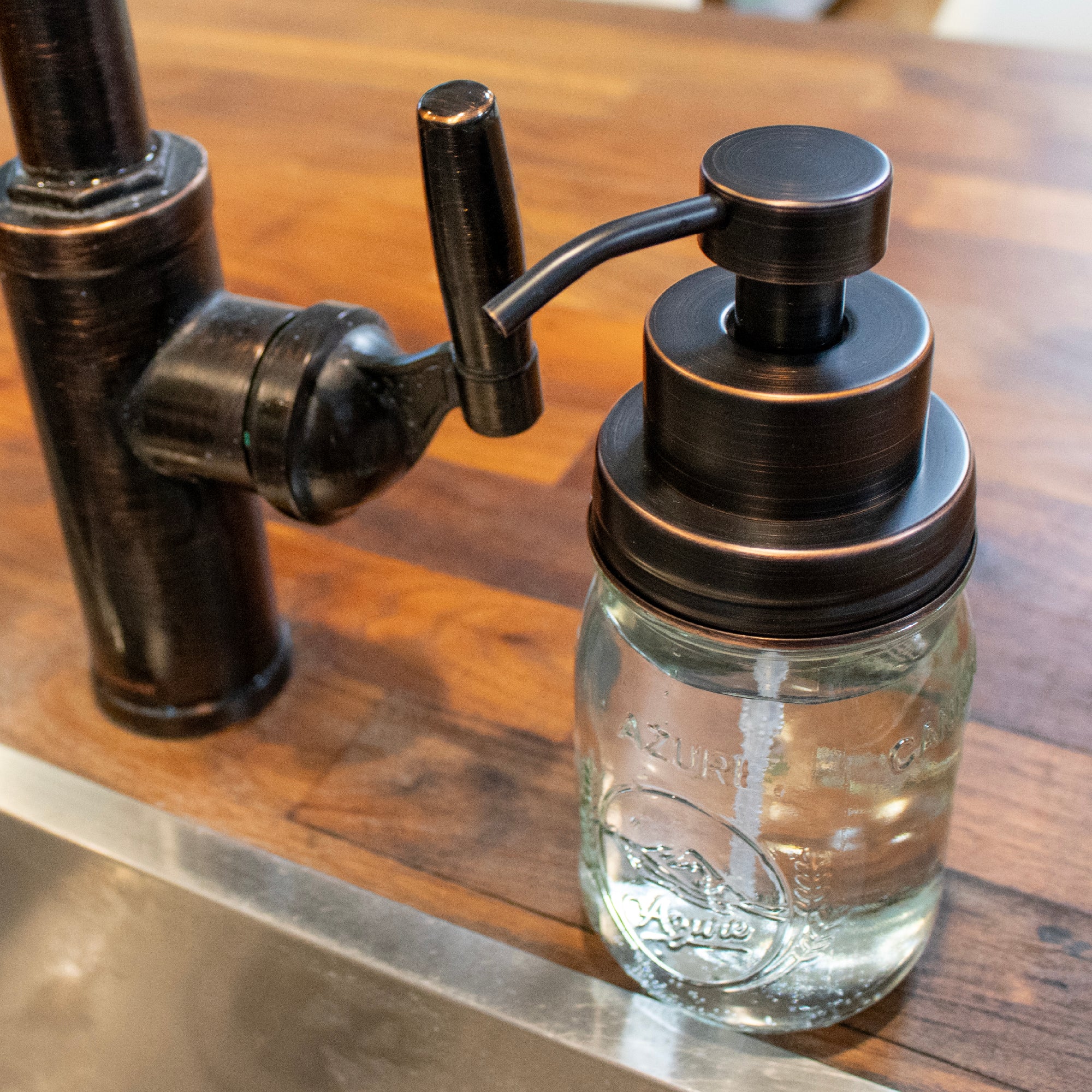 Foaming soap pump stainless steel oil rubbed bronze regular mouth kitchen bathroom parts product on white