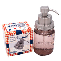 Foaming soap pump stainless steel satin regular mouth kitchen bathroom packaging box product on white