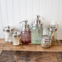 Foaming soap pump stainless steel stain regular wide mouth kitchen apothecary frog daisy bathroom staged