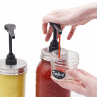 Food Grade Dispense Pump for Regular and Wide Mouth Mason Jars with Matte Brushed Stainless Steel Adapter Lid