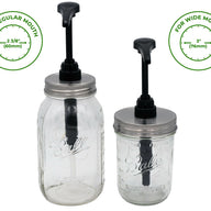 Food Grade Dispense Pump for Regular and Wide Mouth Mason Jars with Matte Brushed Stainless Steel Adapter Lid