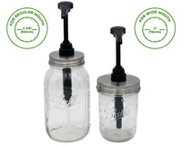 Food Grade Dispense Pump for Regular and Wide Mouth Mason Jars with Matte Brushed Stainless Steel Adapter Lid