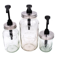 Showing that the food pump works on all sizes of Mason jar up to a half gallon (64oz).