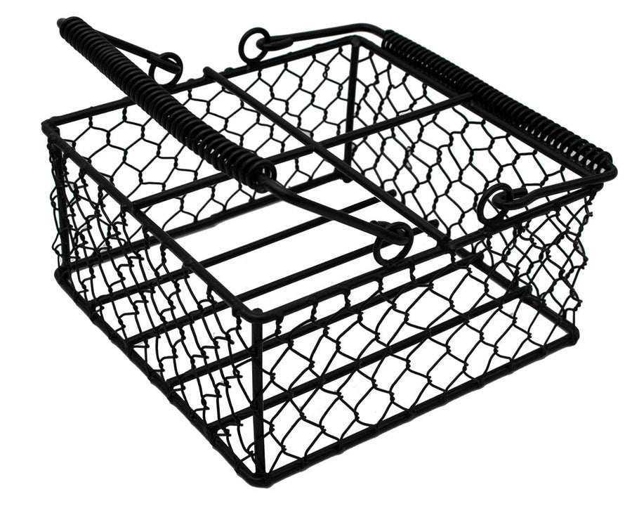 Black Coated Chicken Wire Caddy for Four 16oz Pint Mason Jars