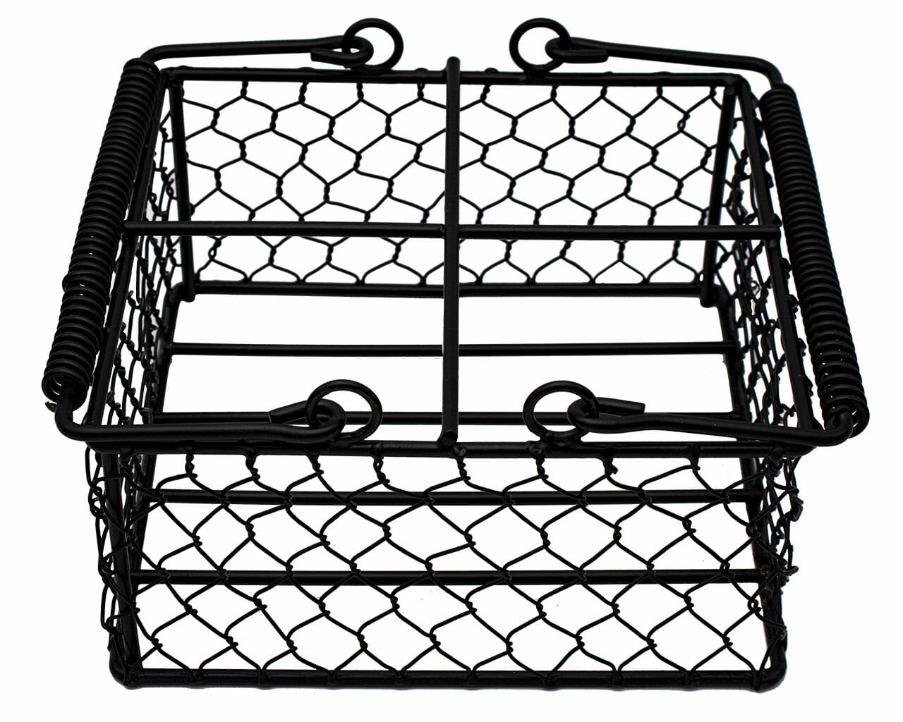 Black Coated Chicken Wire Caddy for Four 16oz Pint Mason Jars